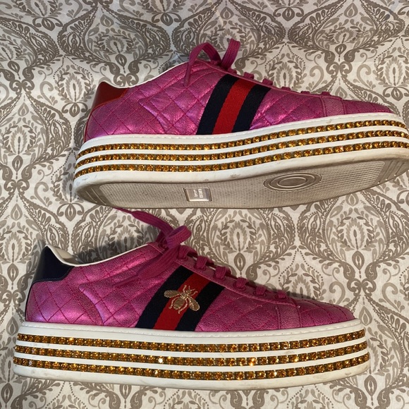 GUCCI ACE SNEAKERS with Crystal Platform - Picture 6 of 9